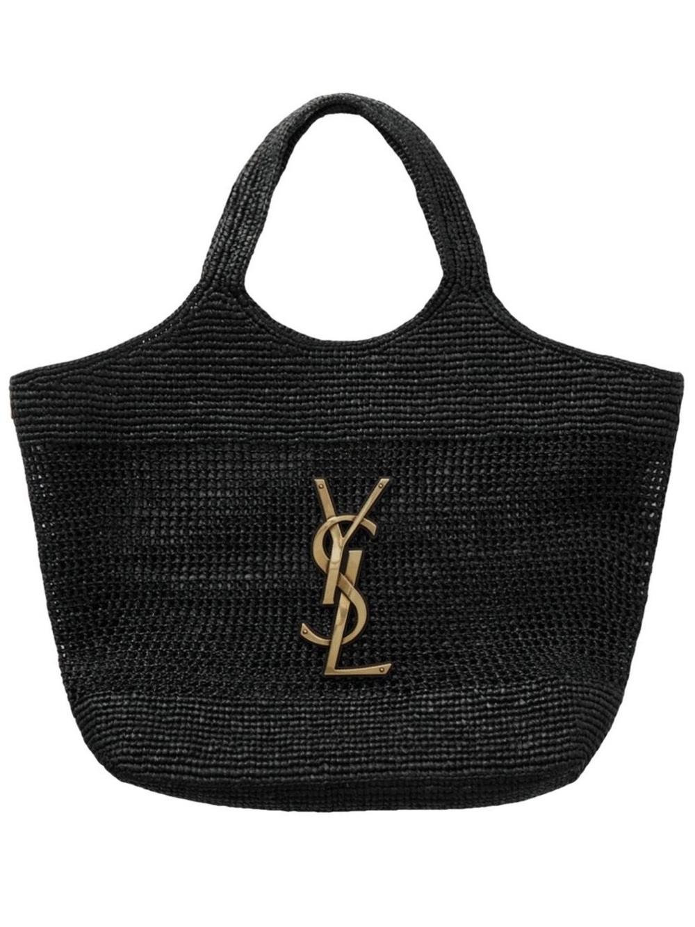 SAINT LAURENT Icare maxi monogram raffia tote shoulder bag